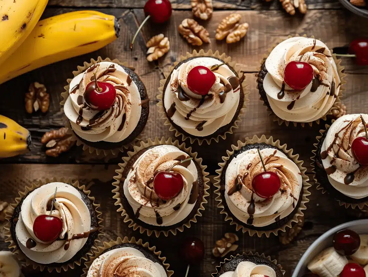 banana split ice cream sundae cupcakes preparation steps