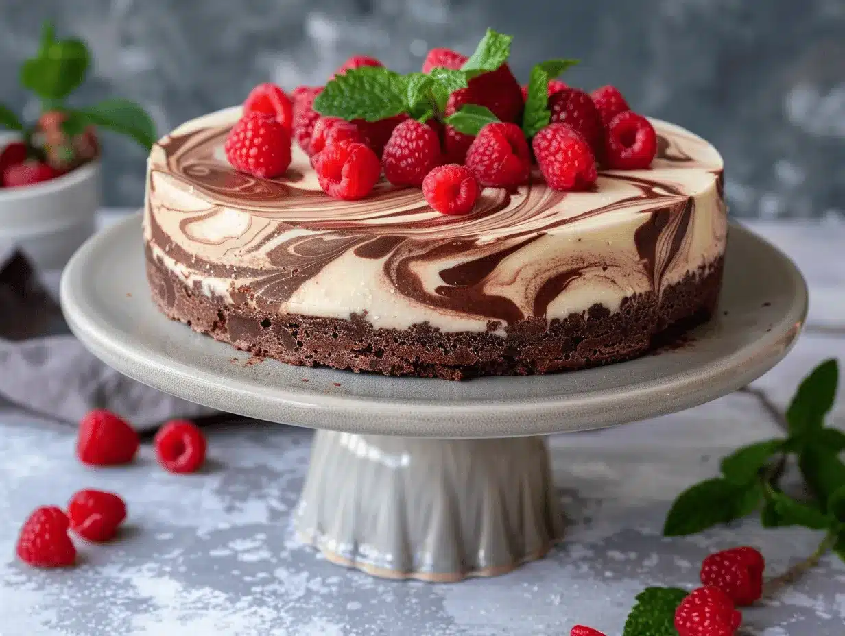 Brownie Cheesecake Swirl Cake preparation steps