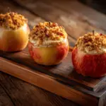caramel pecan cheesecake stuffed baked apples - featured image