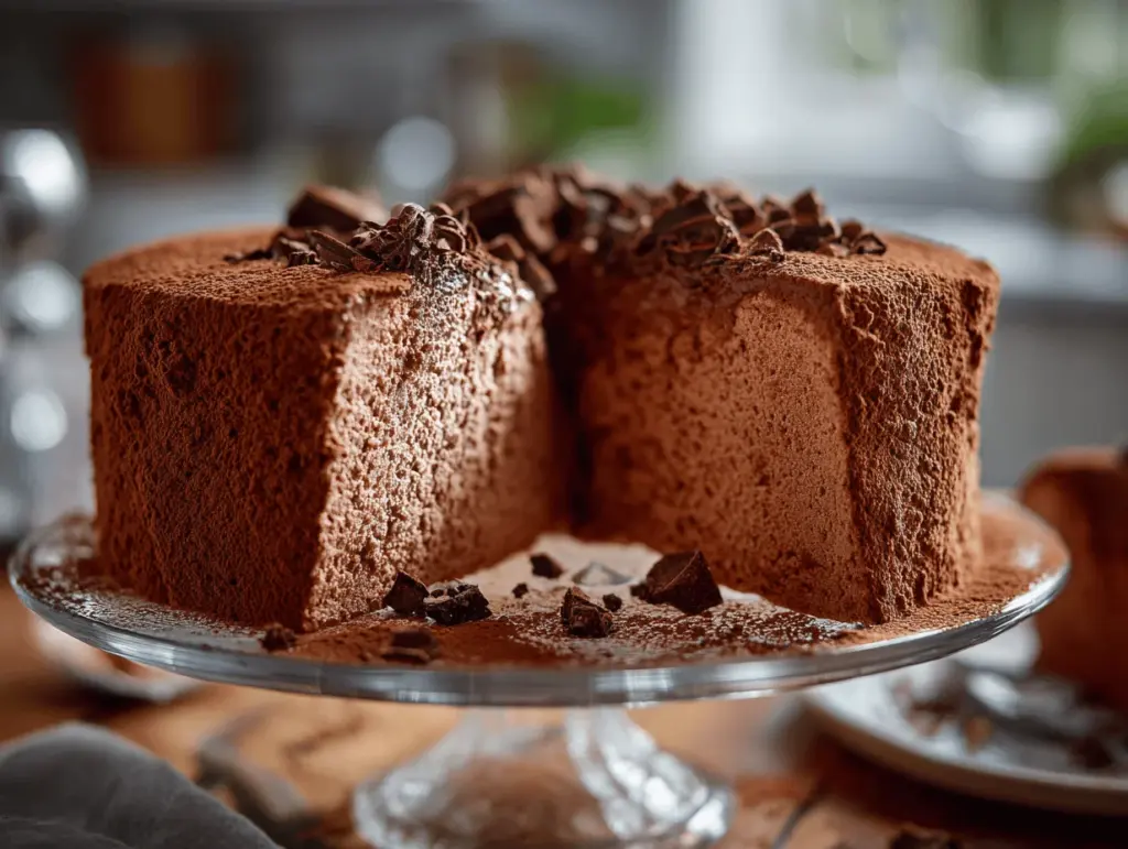 chocolate angel food cake - featured image