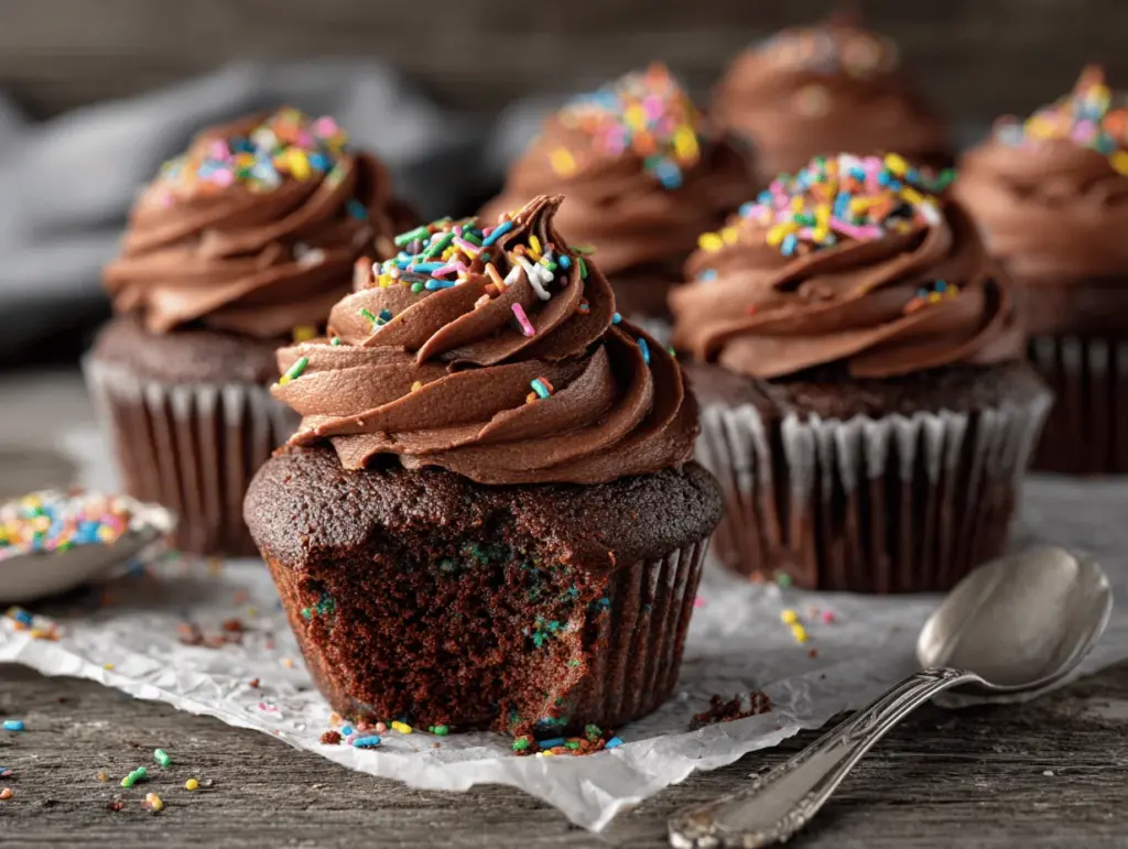 chocolate funfetti cupcakes - featured image