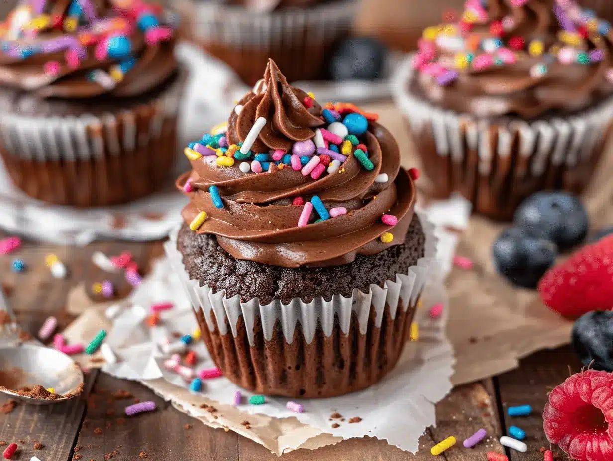 chocolate funfetti cupcakes preparation steps