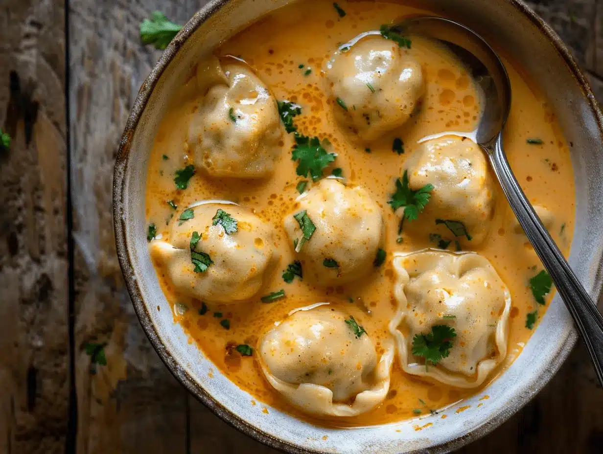 creamy Thai coconut curry chicken dumpling soup preparation steps