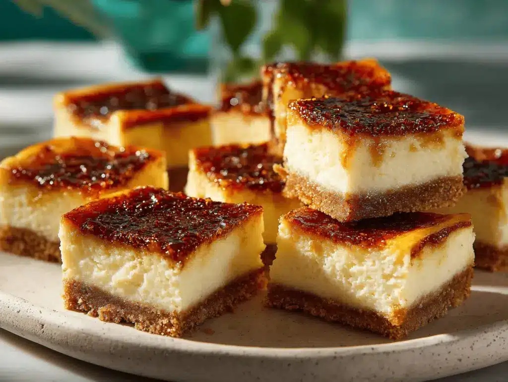 creme brulee cheesecake bars - featured image