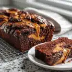 double chocolate peanut butter swirl brownie bread - featured image