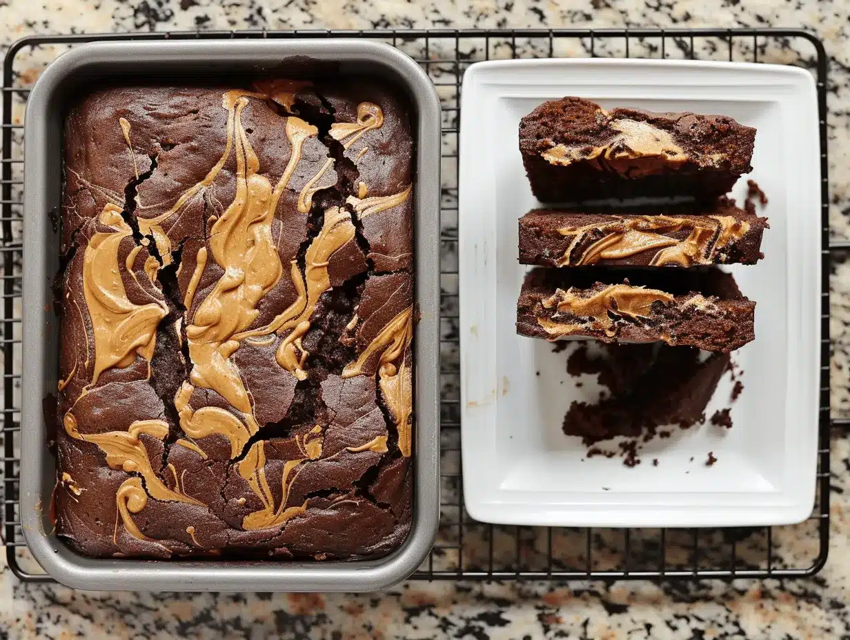 double chocolate peanut butter swirl brownie bread preparation steps