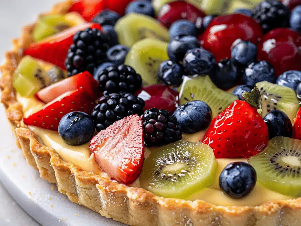 fruit tart with pastry cream preparation steps
