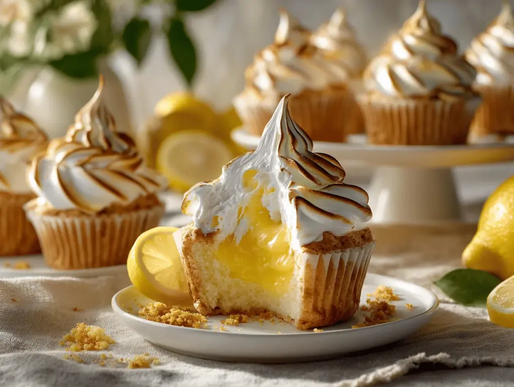 lemon meringue cream puff cupcakes - featured image