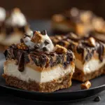 no bake chocolate peanut butter cheesecake bars - featured image