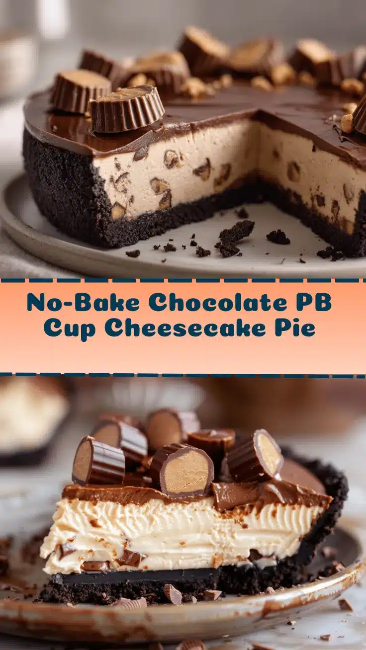 No-Bake Chocolate Peanut Butter Cup Cheesecake Pie recipe