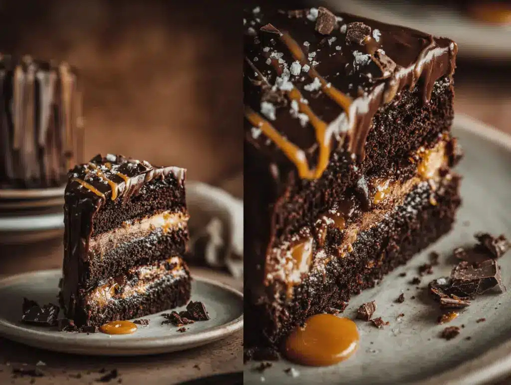 Salted Caramel Chocolate Fudge Cake - featured image