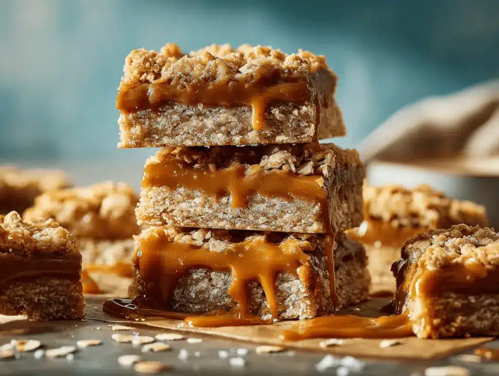 salted caramel oatmeal cookie bars - featured image