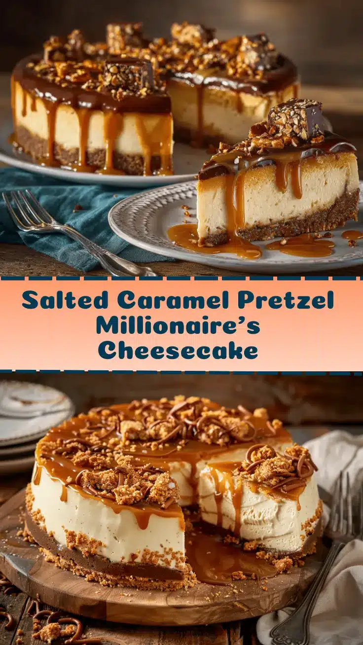 Salted Caramel Pretzel Millionaire’s Cheesecake recipe