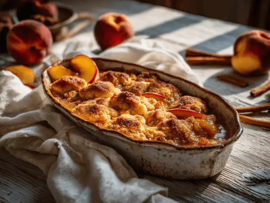 spiced peach cobbler - featured image