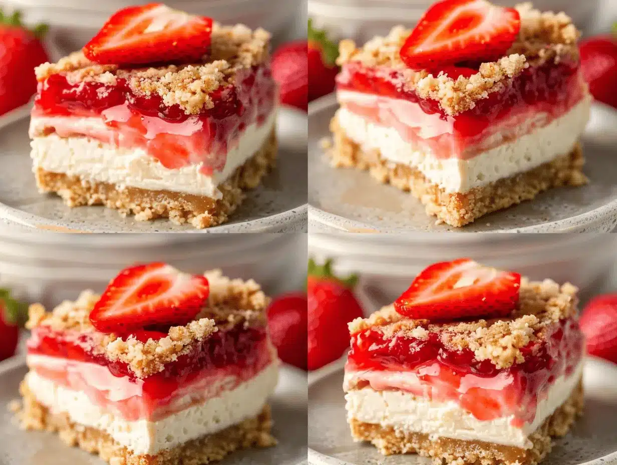 Strawberry Shortcake Cheesecake Bars preparation steps