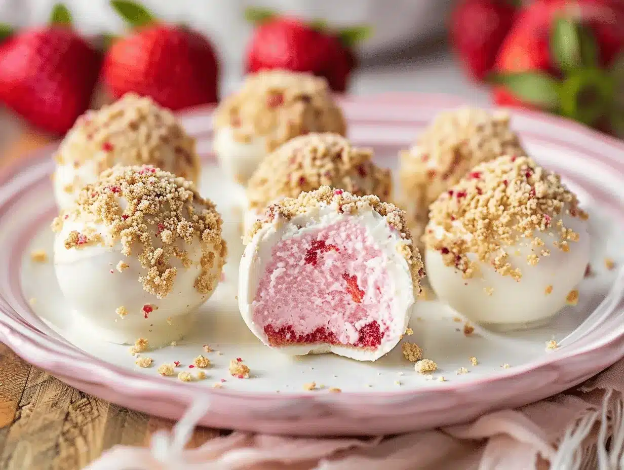 strawberry shortcake cheesecake truffles preparation steps