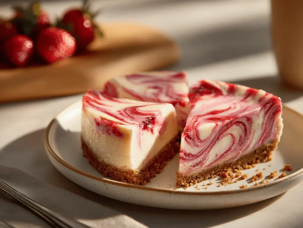 strawberry swirl cheesecake - featured image