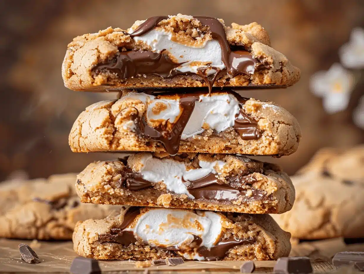 stuffed peanut butter s’mores cookies preparation steps