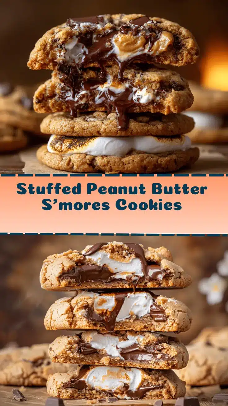 stuffed peanut butter s’mores cookies recipe