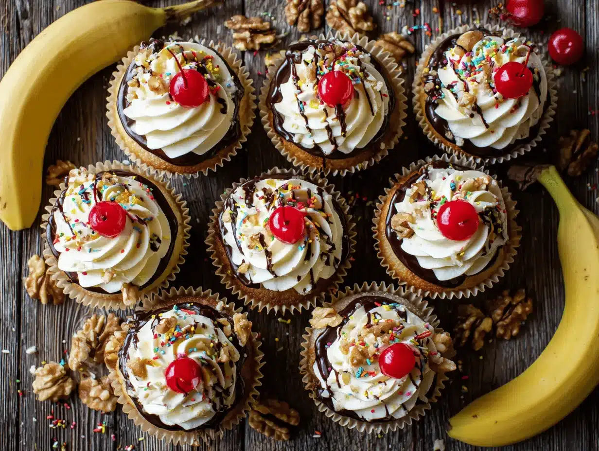 banana split sundae cupcakes preparation steps