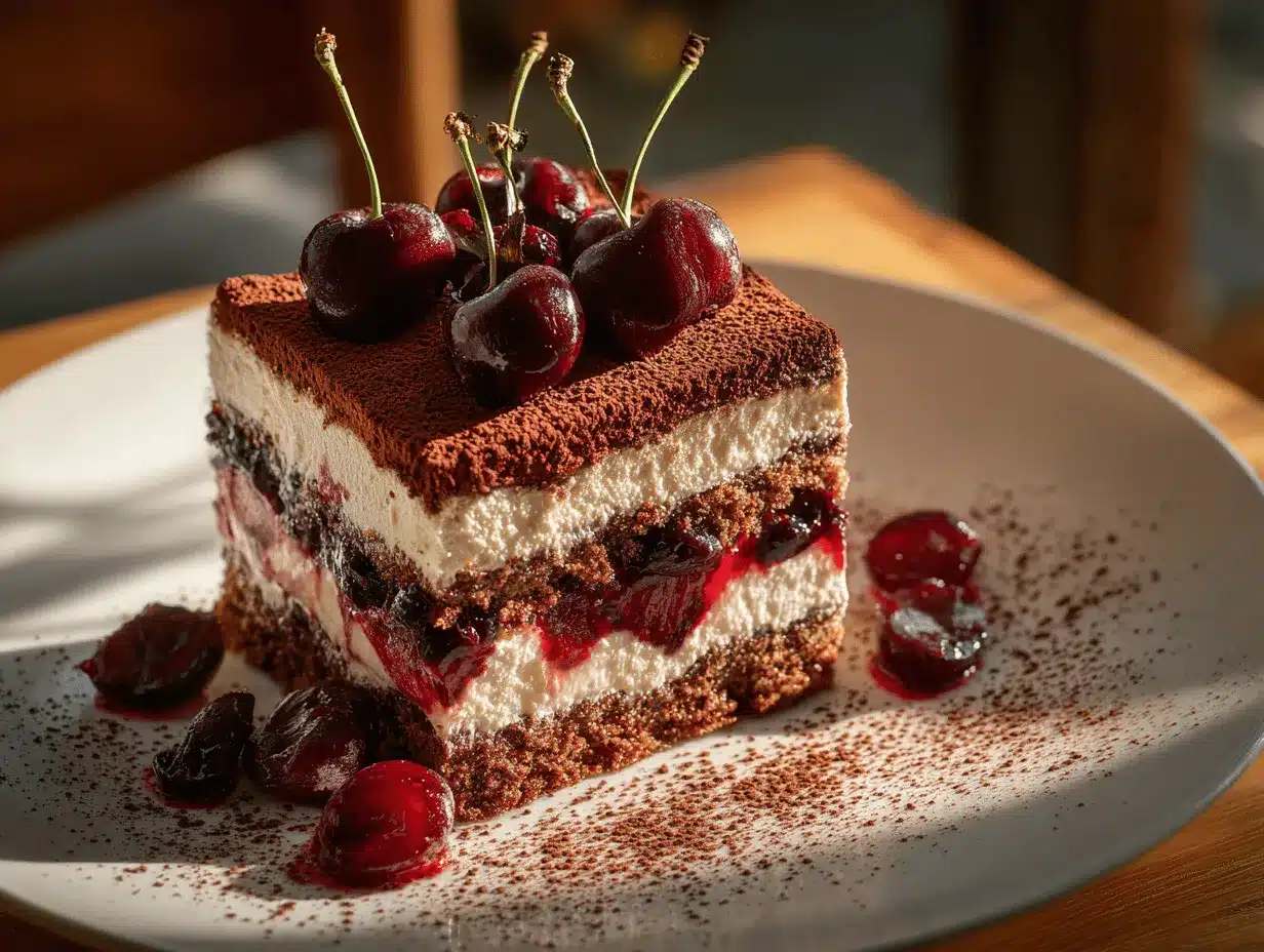 Black Forest Tiramisu Cake preparation steps
