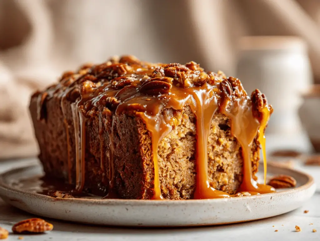 caramel pecan banana bread - featured image