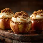 cinnamon roll cheesecake stuffed baked apples - featured image