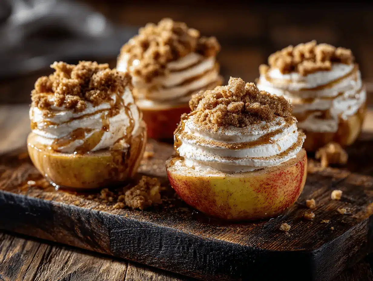 cinnamon roll cheesecake stuffed baked apples preparation steps