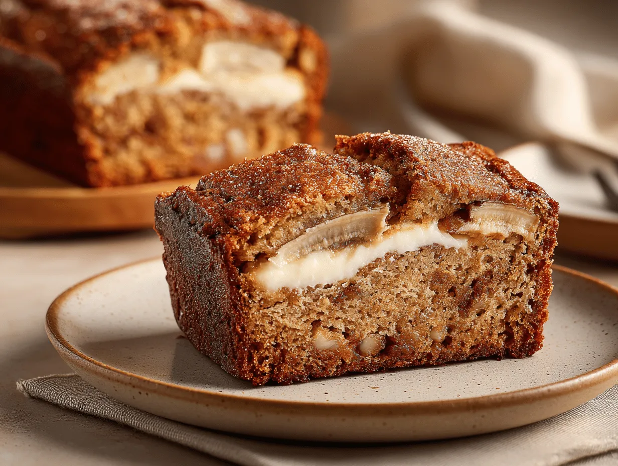 cream cheese filled banana bread preparation steps