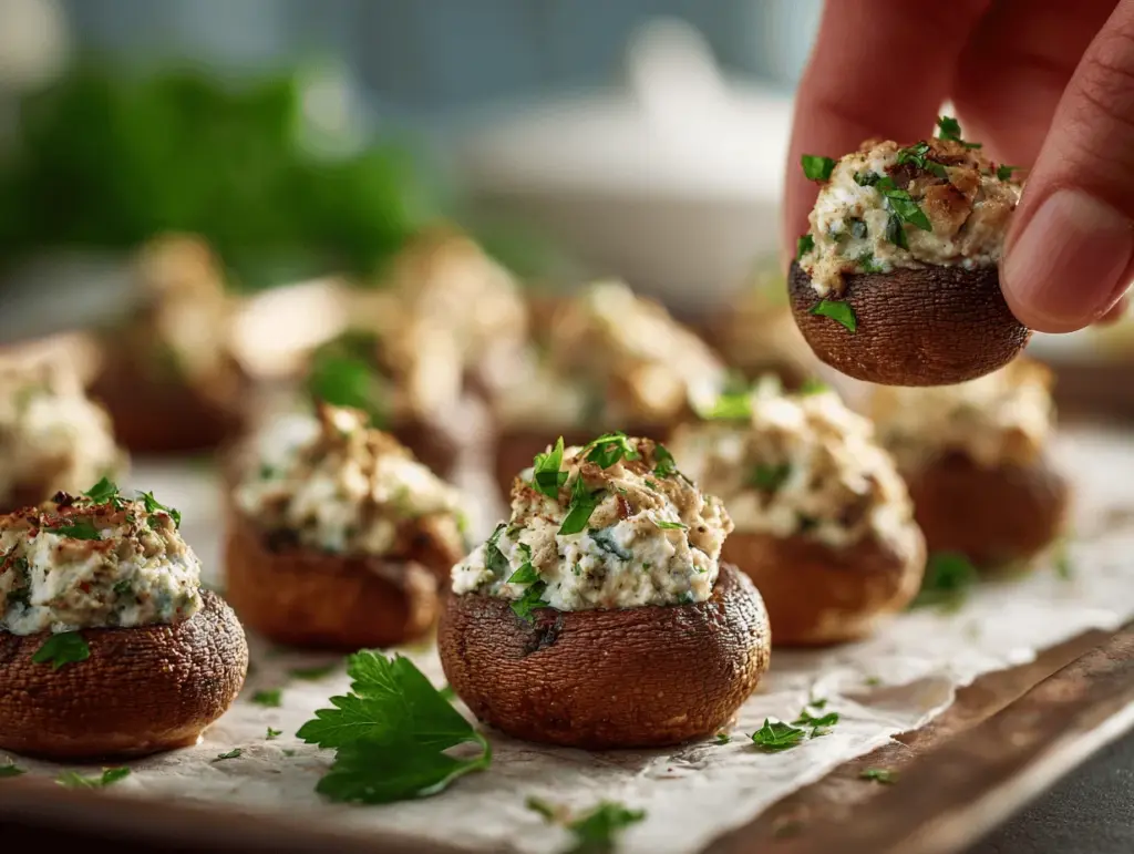 cream cheese stuffed mushrooms - featured image