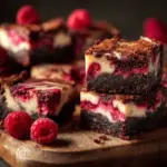 fudgy raspberry swirl cheesecake brownies - featured image