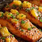 honey pineapple glazed salmon - featured image