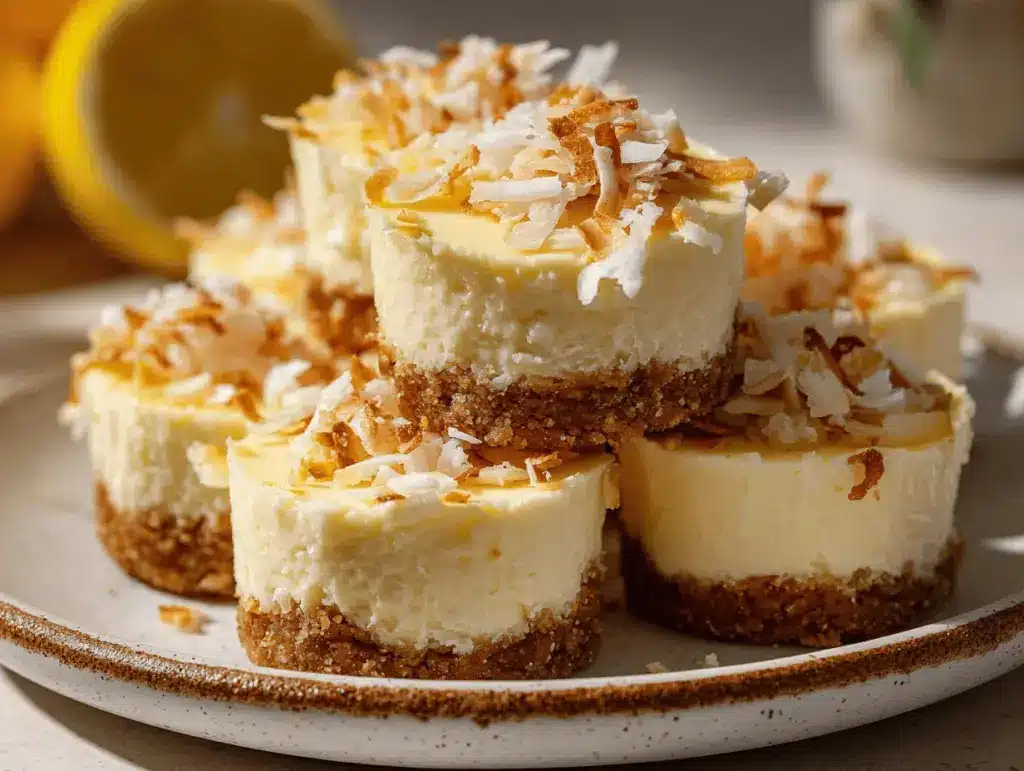 lemon coconut cheesecake bites - featured image