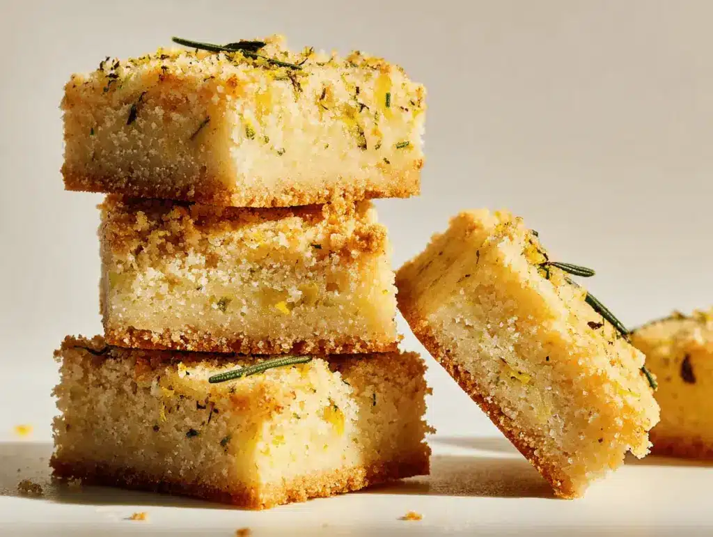 lemon rosemary shortbread bars - featured image