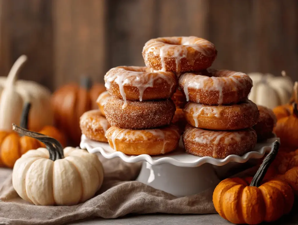 maple glazed baked pumpkin donuts - featured image