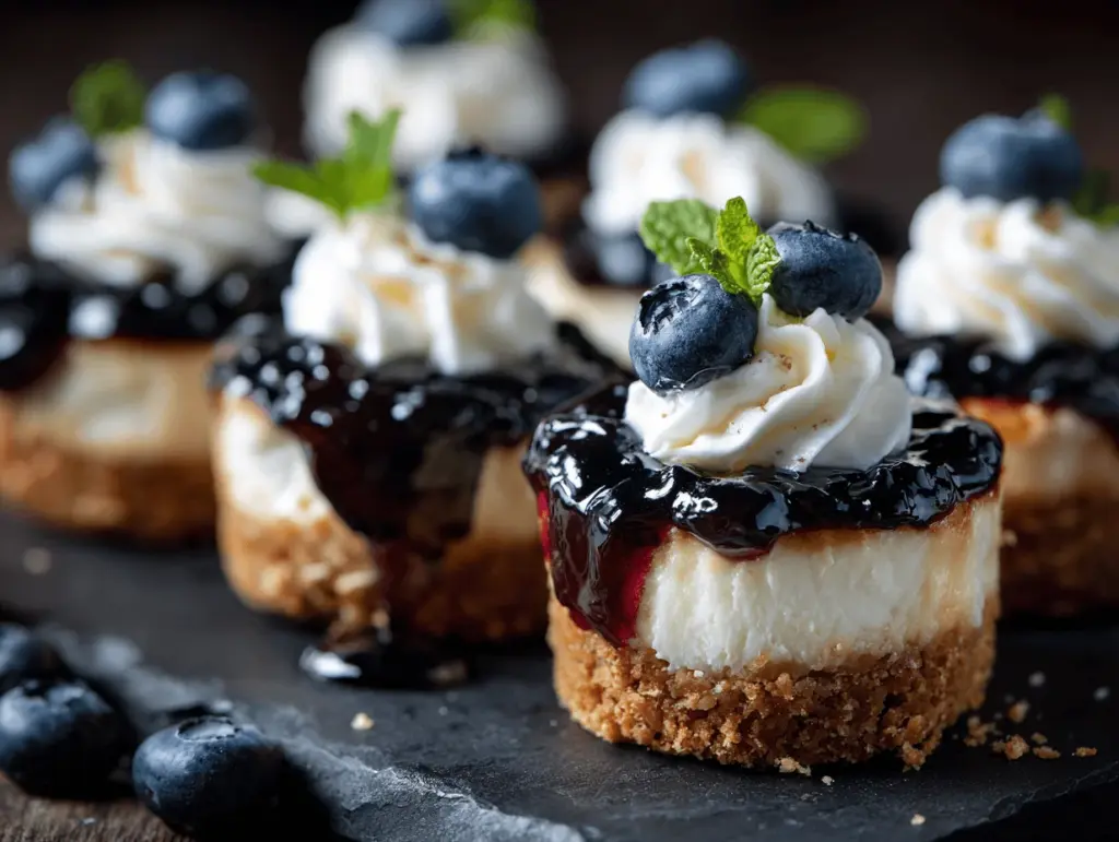 mini lemon blueberry cheesecake bites - featured image
