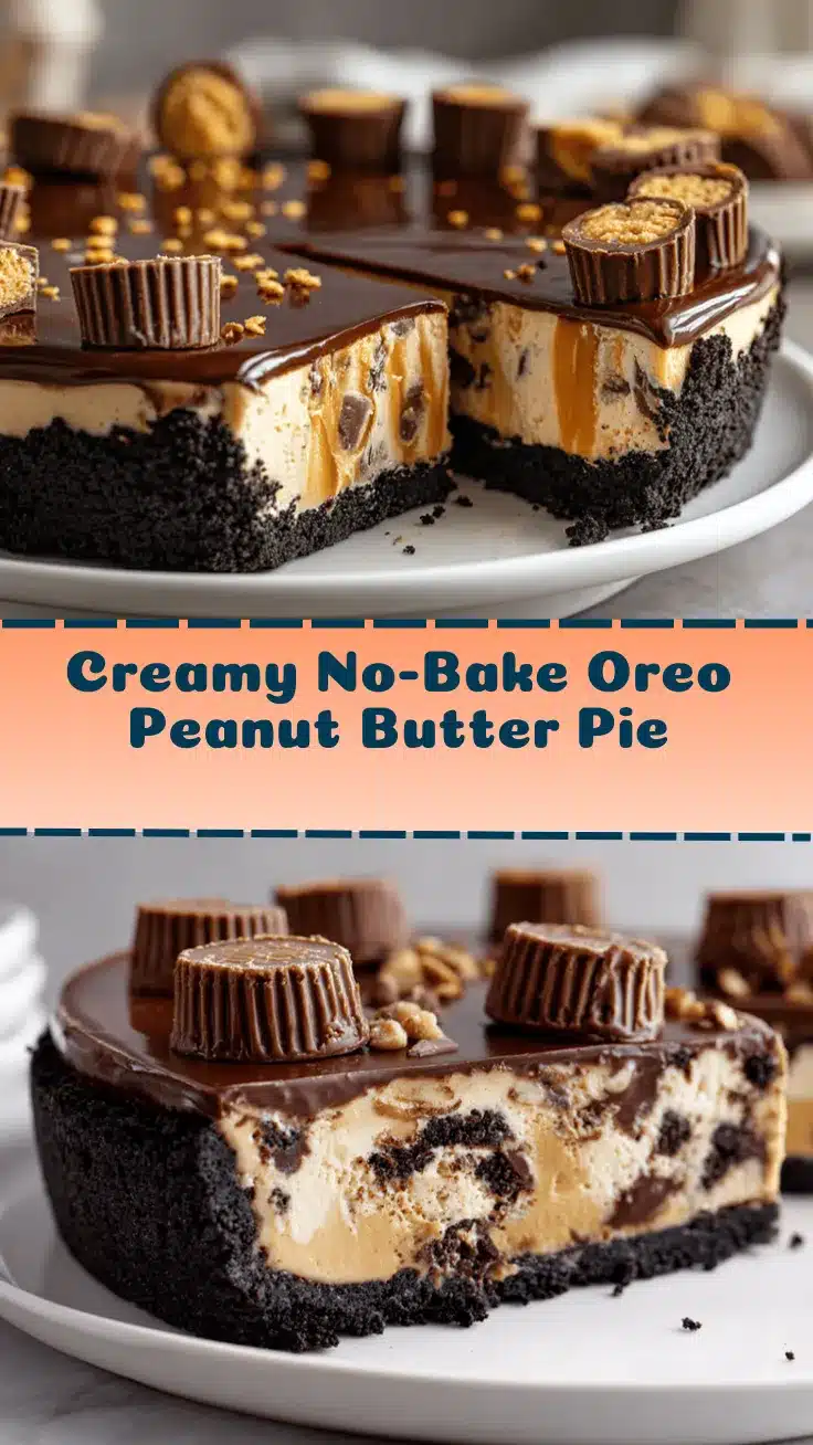 No-Bake Oreo Peanut Butter Cup Pie recipe