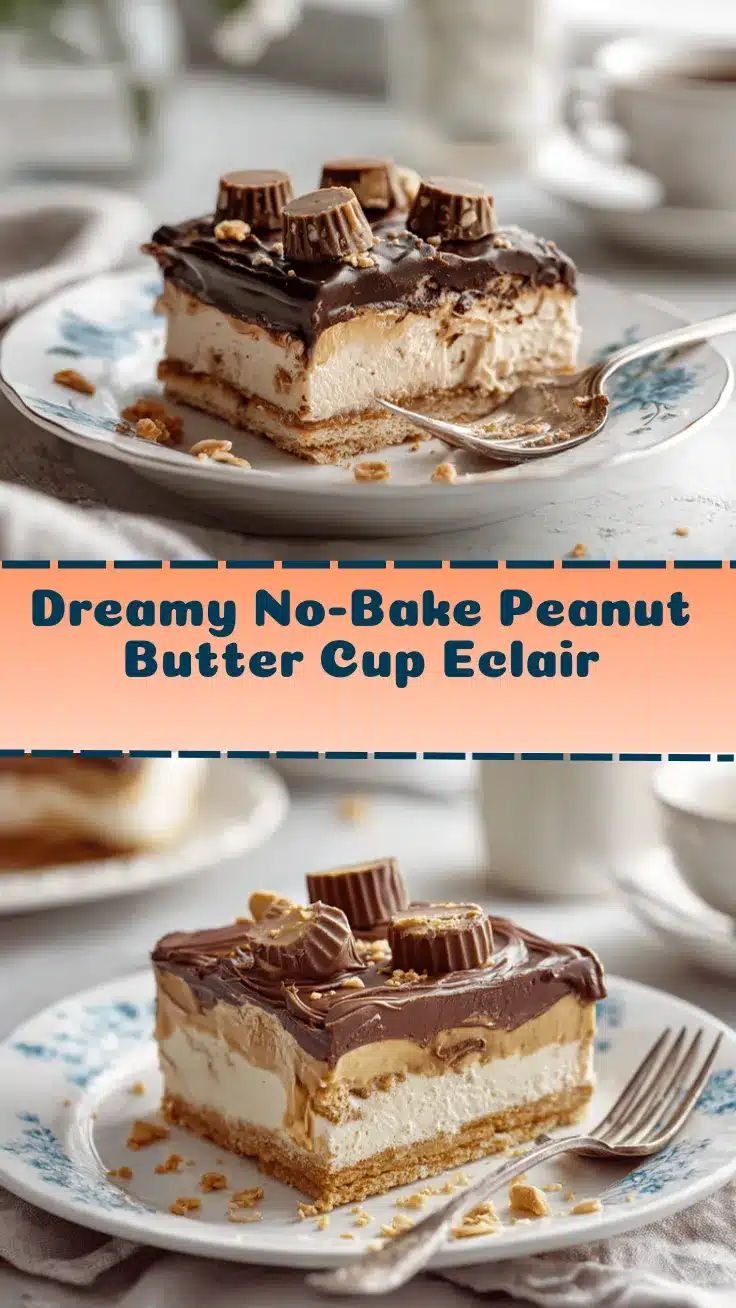 no-bake peanut butter cup eclair cake recipe