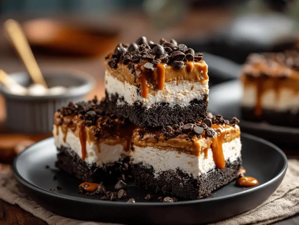 No Bake Peanut Butter Oreo Cheesecake Bars - featured image