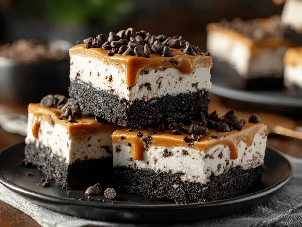 No Bake Peanut Butter Oreo Cheesecake Bars preparation steps
