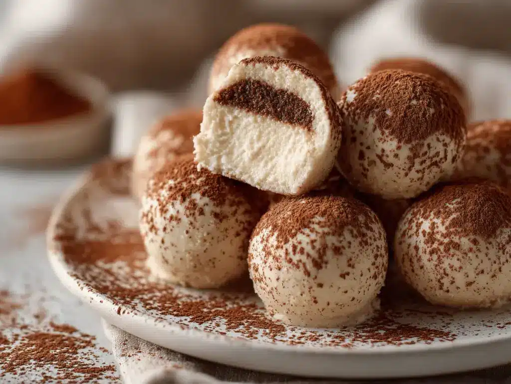 no-bake tiramisu cheesecake bites - featured image