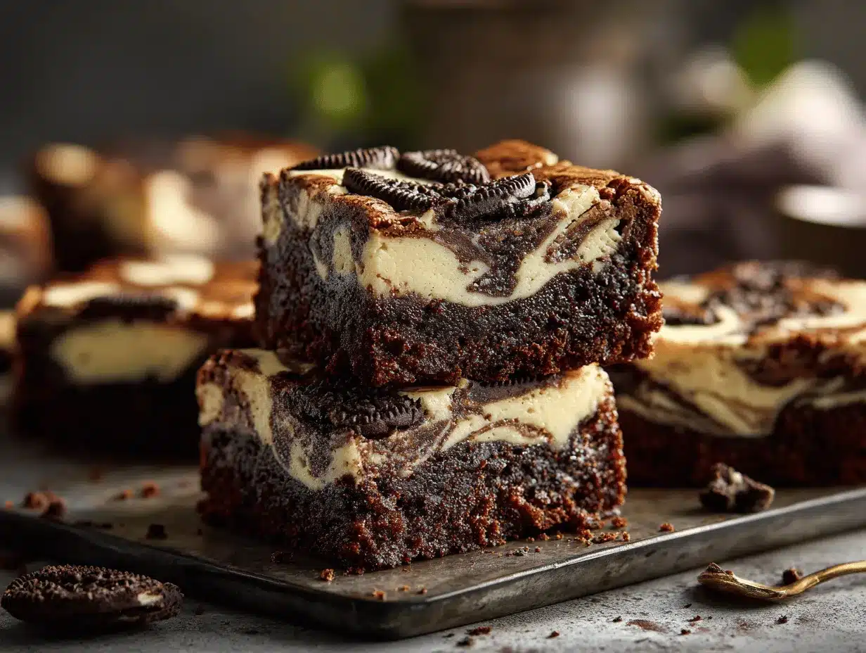 Oreo cheesecake brownies preparation steps