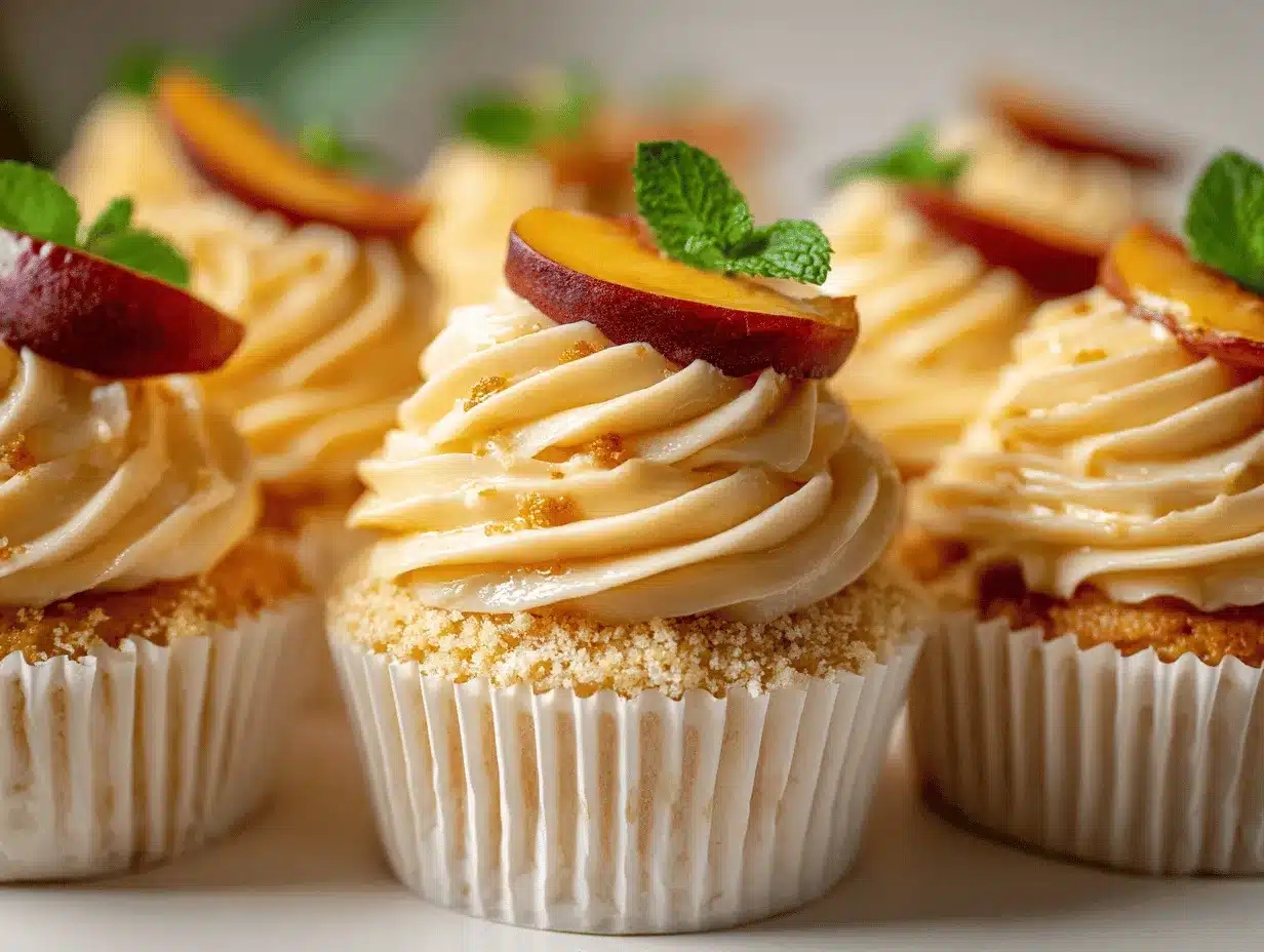 Peach Bourbon Cheesecake Cupcakes preparation steps