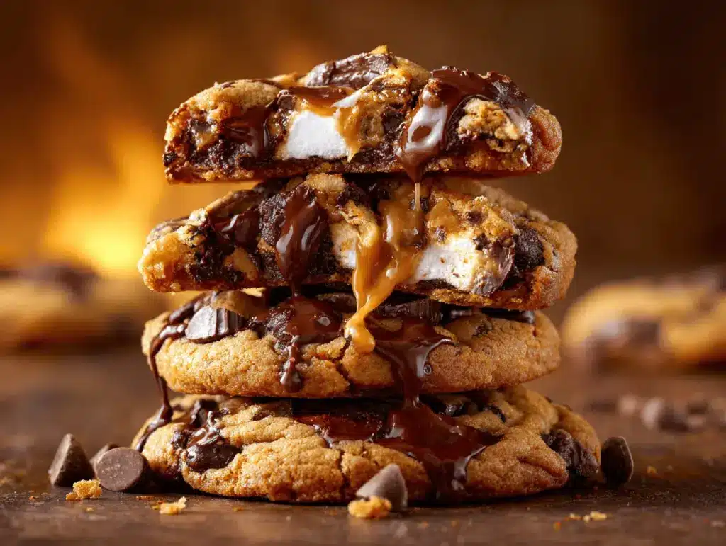 peanut butter cup s’mores cookies - featured image