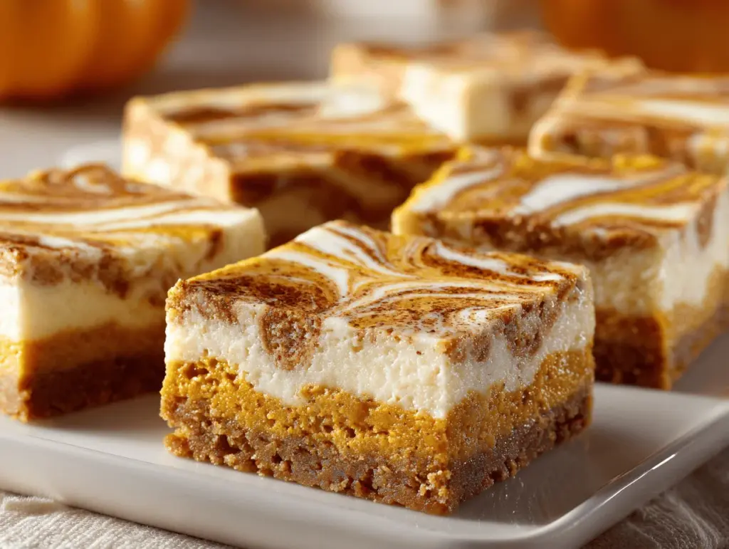pumpkin spice cheesecake swirl bars - featured image