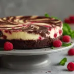 Raspberry Swirl Brownie Cheesecake Layer Cake - featured image