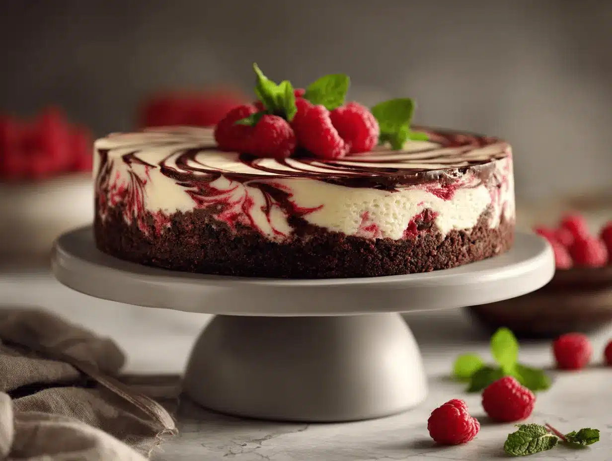 Raspberry Swirl Brownie Cheesecake Layer Cake preparation steps
