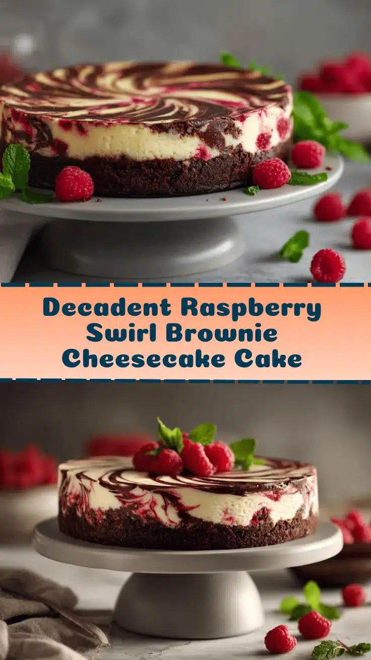 Raspberry Swirl Brownie Cheesecake Layer Cake recipe