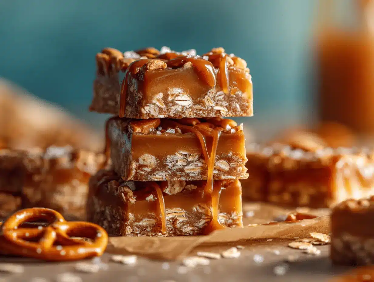 salted caramel pretzel oat bars preparation steps