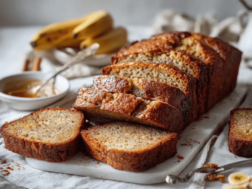 spiced rum banana bread - featured image